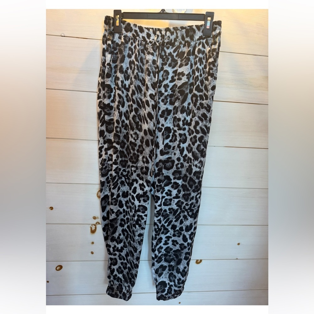 MICHAEL Michael Kors Black and Gray Leopard Print Joggers
